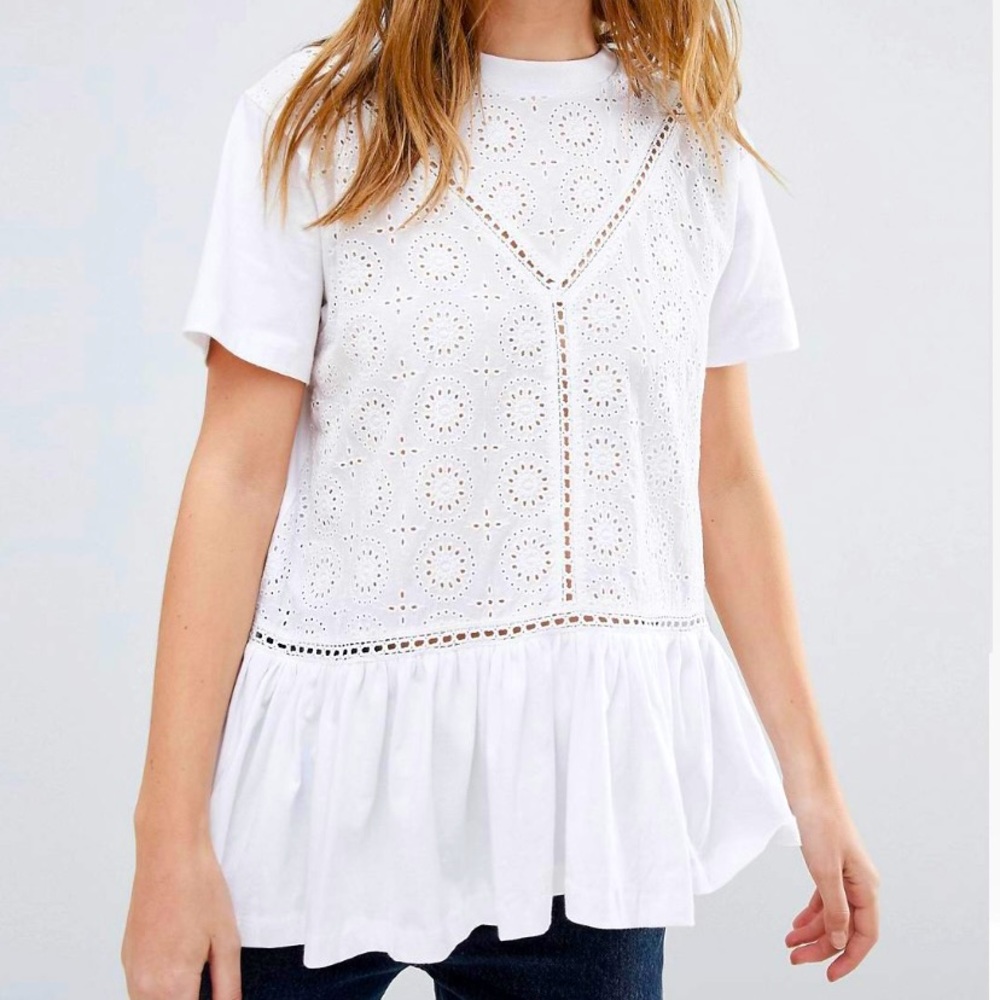 ASOS DESIGN Smock t-shirt with frill hem size 0